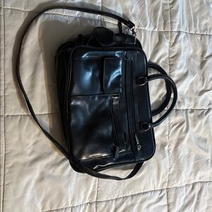 Black vegan Leather laptop Bag